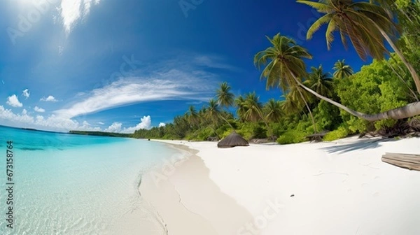 Fototapeta Breathtaking Coastal Landscape with Golden Beaches and Palm Trees