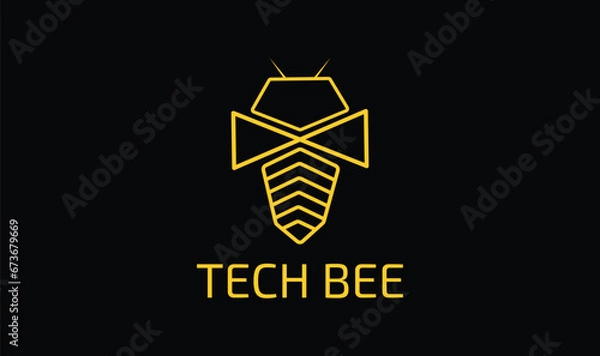 Fototapeta Technology and tech bee logo design