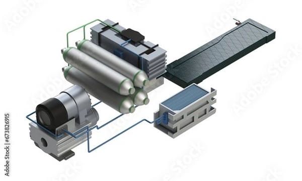 Fototapeta Hydrogen car engine system 