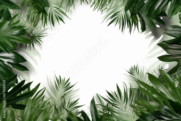 Fototapeta a frame of palm branches with green leaves. .