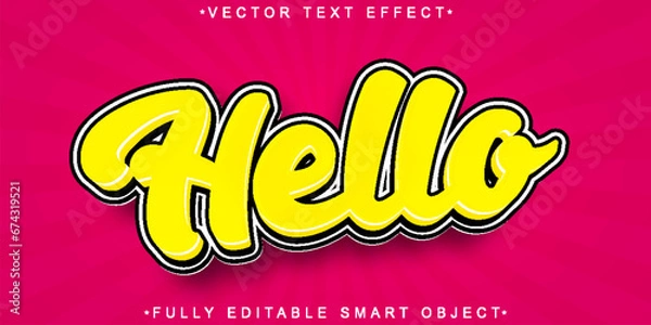 Fototapeta Cartoon Oldschool Hello Vector Fully Editable Smart Object Text Effect