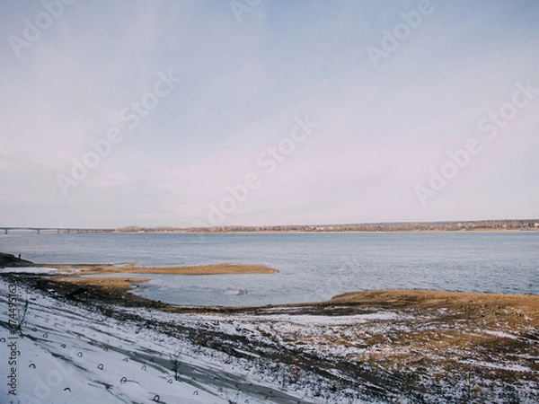 Fototapeta frozen lake in winter