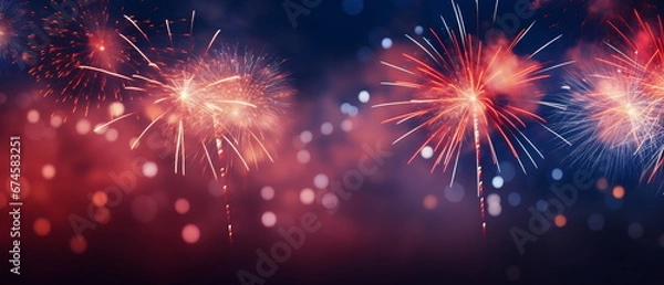 Fototapeta Abstract colored firework background with free space for text