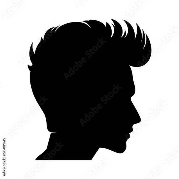 Fototapeta Pompadour haircut Silhouette clipart, Men hair cut Vector, Trendy stylish Male hairstyle Silhouette