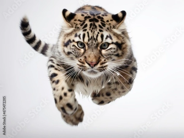 Fototapeta awesome epic photo of cat on white background national geographic style