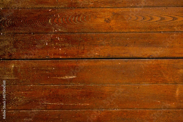 Fototapeta Old wood texture background, surface with old natural colored wood, top view. Grain table surface.