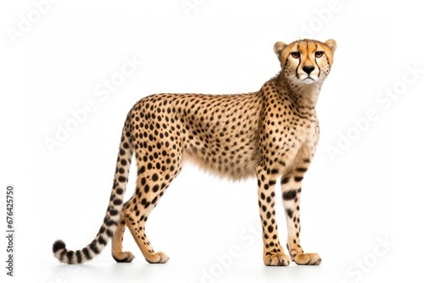 Fototapeta leopard in front of a white background