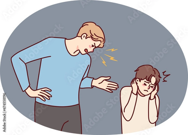 Fototapeta Aggressive parent scream at child