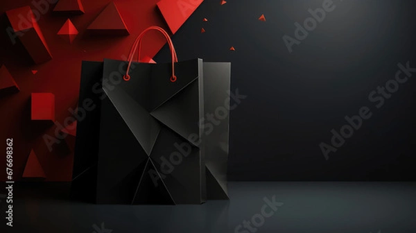 Fototapeta Black Friday shopping bag sale background with modern design for web banner