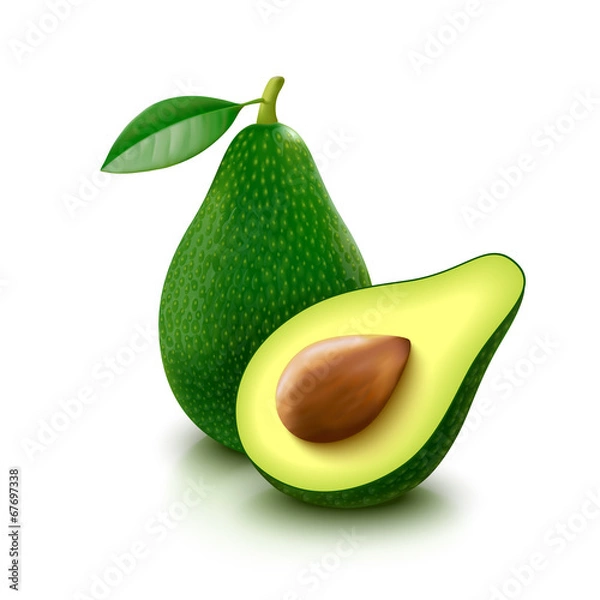 Fototapeta Avocado with slice on white background