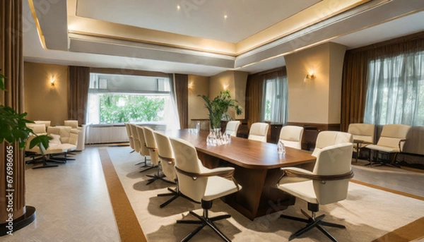 Fototapeta Interior of conference room in modern hotel