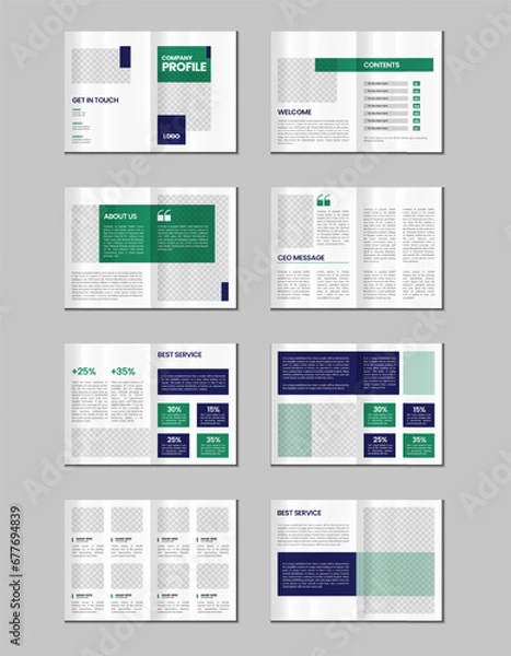 Fototapeta Company profile, multipage flyer brochure, 16 pages portfolio magazine, annual report, catalog and a4 multipage template design