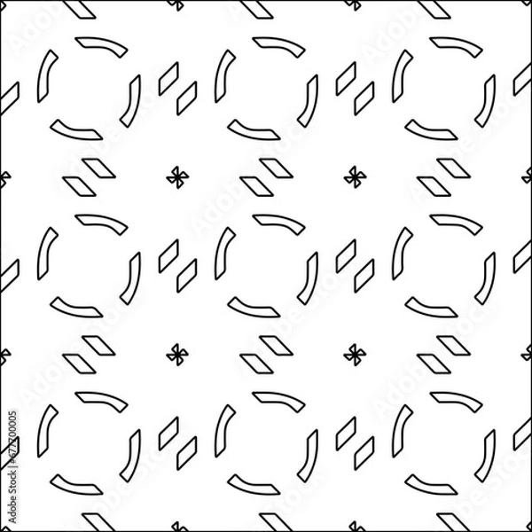 Obraz Black lines on white background.
Wallpaper with figures from lines. Abstract geometric black and white pattern for web page, textures, card, poster, fabric, textile. Monochrome design. 