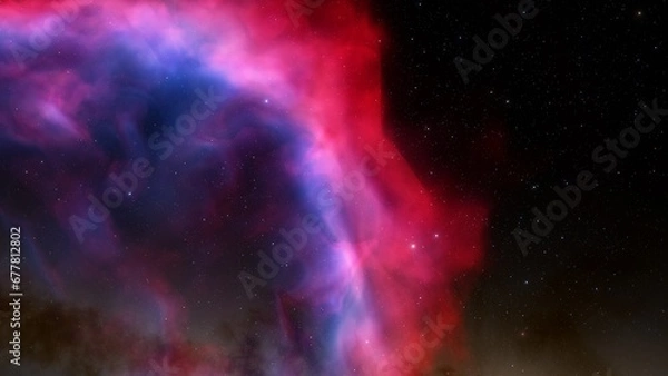 Obraz Cosmic background with a blue purple nebula and stars
