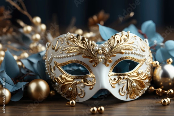 Fototapeta Carnival mask isolated with decorations , Mardi Gras Mask