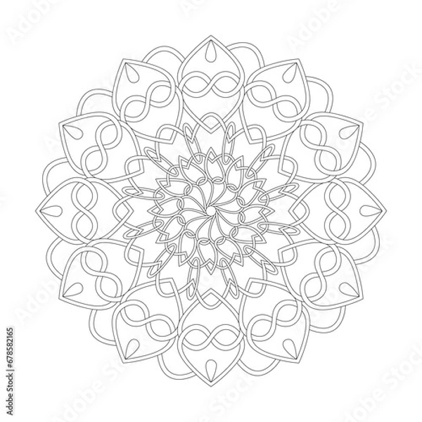 Fototapeta Celtic mandala cosmic harmony coloring book page for kdp book interior.