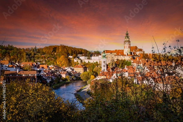 Fototapeta Cesky Krumlov on a sunset, Czech republic.