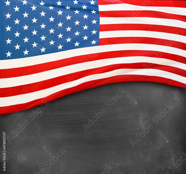 Fototapeta American flag on blackboard