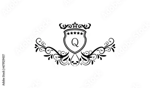 Fototapeta illustration of a skull with a crown logo q