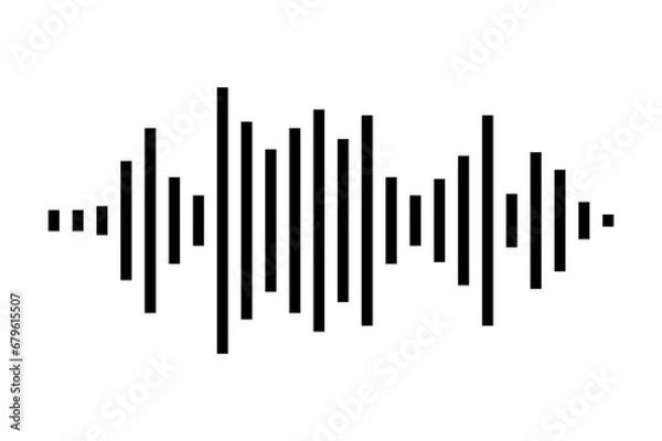 Fototapeta Sound wave or voice message icon. Music waveform, track radio play. Audio equalizer line. Vector illustration