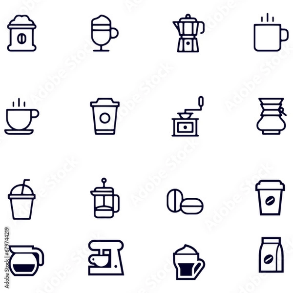 Fototapeta  Coffee Icons vector design