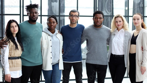 Fototapeta Happy diverse professional business team in casual wear.