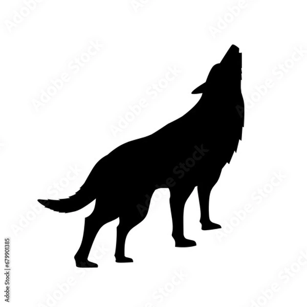 Fototapeta Wolf howling silhouette vector. Wolf howling silhouette can be used as icon, symbol or sign. Wolf icon for design related to animal, wildlife or landscape