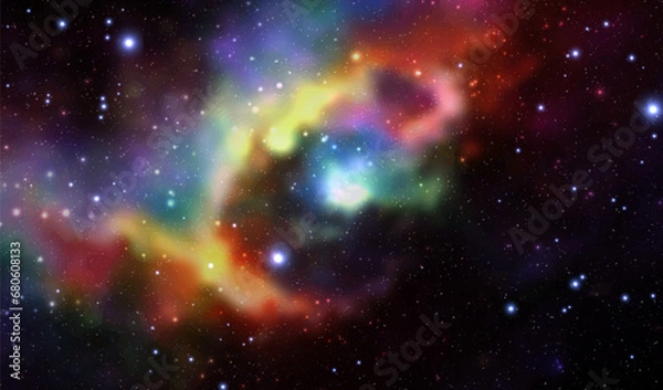 Fototapeta Space vector background with realistic nebula and shining stars. Magic colorful galaxy with stardust