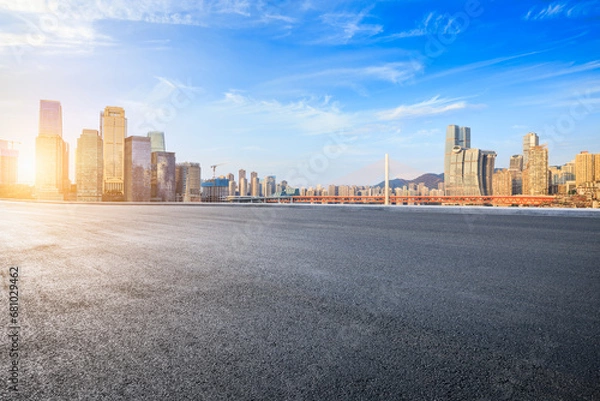 Fototapeta  Asphalt road and urban skyline with modern buildings scenery in Chongqing, China.