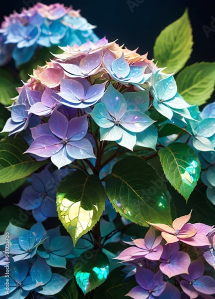 Fototapeta Hydrangea holographic flowers