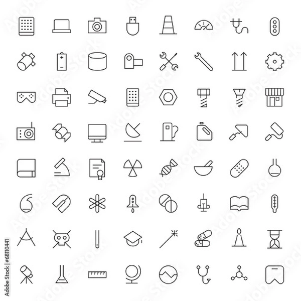 Fototapeta Thin Line Icons For Technology, Industry and Science