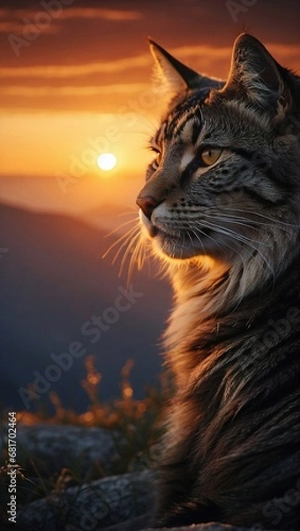 Fototapeta high quality, 8K Ultra HD Digital art Stunning sunset black topaz, eyes, shine , luminous, intricate details, masterpiece