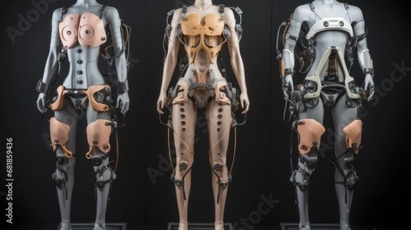 Fototapeta Exoskeletons advanced technology innovative wearable robotics human augmentation futuristic devices