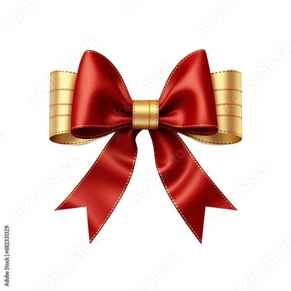 Fototapeta Gold, red, ribbon, festive decoration, christmas ribbon, gold and red ribbon, gift decoration, transparent, generative ai 