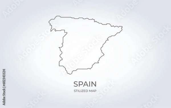 Fototapeta Map of Spain in a stylized minimalist style. Simple illustration of the country map.