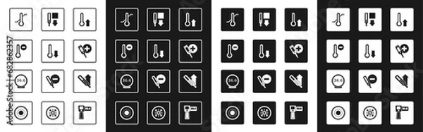 Fototapeta Set Meteorology thermometer, Digital, Medical, and icon. Vector