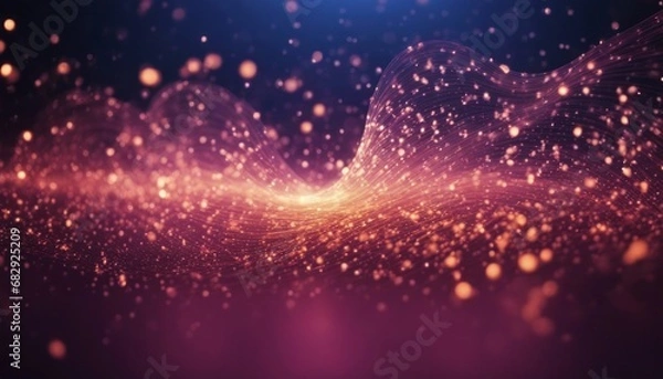 Fototapeta Digital wave particles music and small particles dance motion on wave for digital background