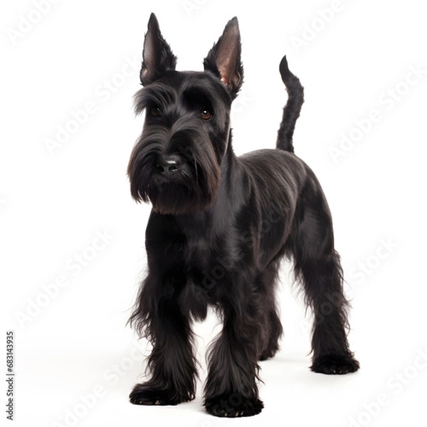 Obraz Black Scottish Terrier - Scotty - Dog Isolated on White Background - Generative AI