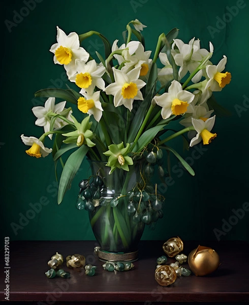 Fototapeta Daffodils and daffodils in vase