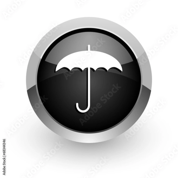 Fototapeta umbrella black chrome glossy web icon