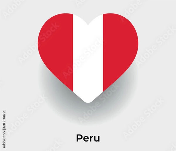 Fototapeta Peru flag heart shape country icon vector illustration