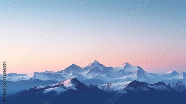 Fototapeta High Alpes Mountains with snow landscape at sunset, Mountain peak, wallpaper