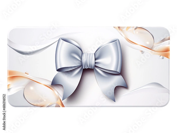 Fototapeta A gift voucher with a ribbon, isolated on a transparent background	