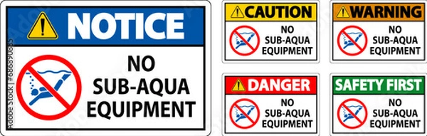 Fototapeta Water Safety Sign Attention, No Sub-Aqua Equipment