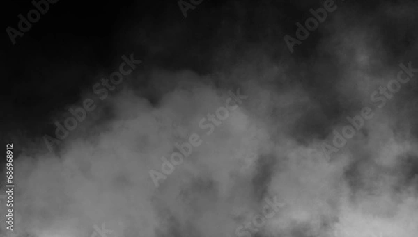 Fototapeta Abstract smoke misty fog on isolated black background. Texture overlays. Paranormal mystic smoke, clouds for movie scenes.