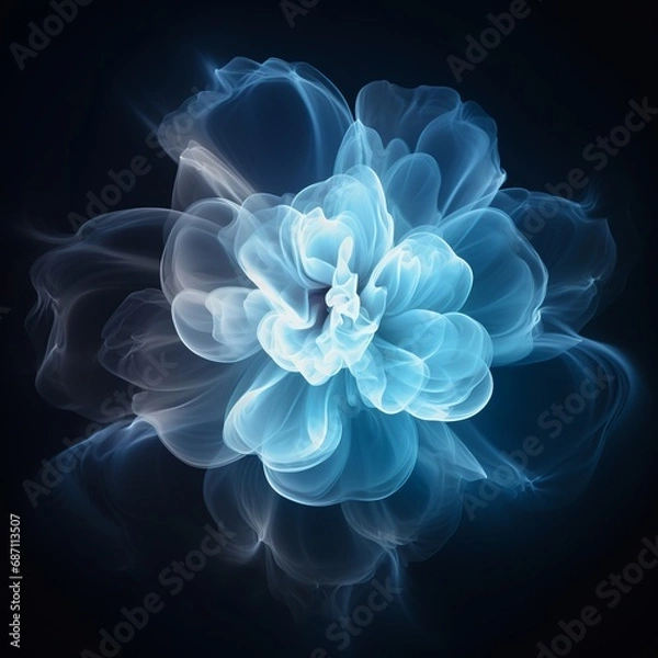 Fototapeta Ethereal Blue Flower on Dark Background

