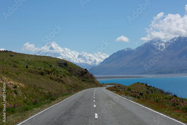 Fototapeta he road to Mount Cook, SH80