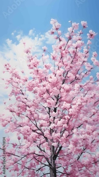 Fototapeta oil painting of a Cherry Blossom tree