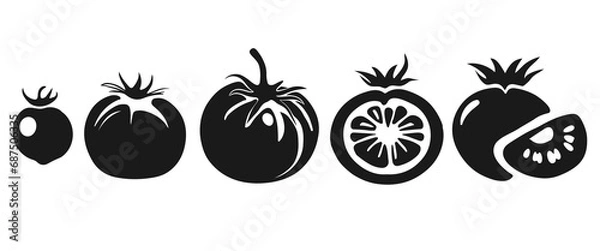 Fototapeta Set of tomatoes silhouette peppers, isolated