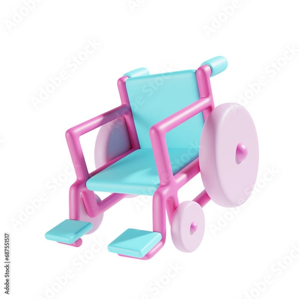 Fototapeta wheelchair 3d illustration pink blue theme